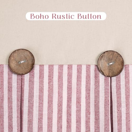 ASPMIZ Linen Kitchen Curtains 24 Inch Length, Farmhouse Boho Button Kitchen - Image 4