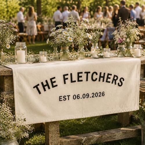 Custom Last Name Wedding Banner, Embroidered Wedding Welcome Sign - Image 7