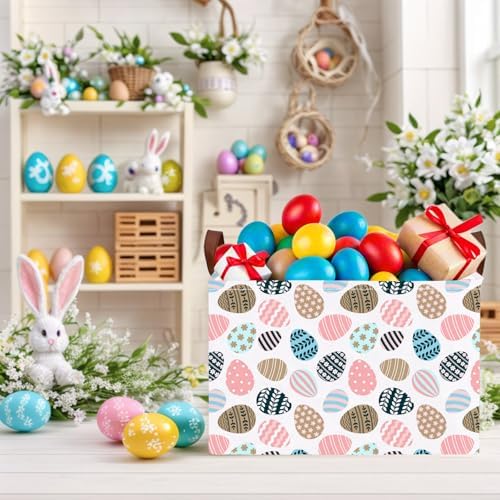 Large Cute Easter Basket for Kid Empty Gift Baby Rectangle Storage Bin Bunny - Image 4