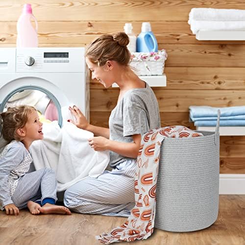 XUANGUO Cotton Rope Laundry Basket Hamper - Image 4