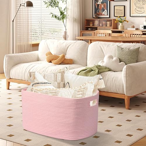 75L Large Woven Storage Basket, 22”x17”x12” Rectangle Blanket Basket - Image 4