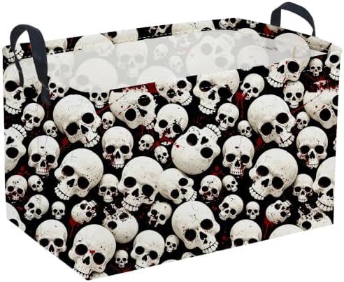 Sanjiaofeng Rectangular Gothic Skull Halloween Storage Basket, Empty Halloween by Sanjiaofen