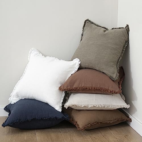 Foindtower Decorative Linen Fringe Throw Pillow Covers 22×22 Inch - Image 6