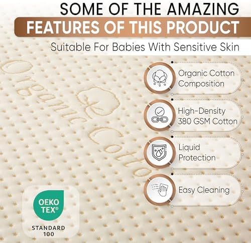 Organic Cotton Crib Mattress Protector – Waterproof – Soft 380 GSM Organic - Image 5