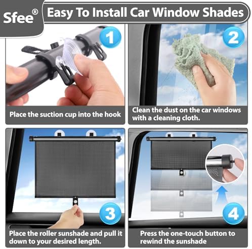 Sfee Car Window Shades for Baby-2 Pack Retractable Side Window Car Sun Shade - Image 6
