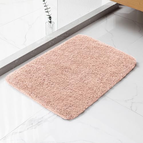 Polyester Bathroom Rug 17"x24" Dusty Pink, Non-Slip Soft Bath Mat by Kildoss