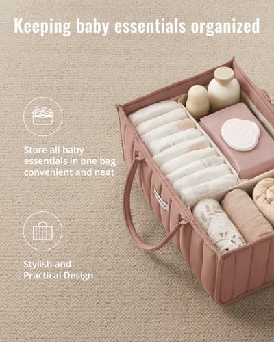 Blissful Diary Baby Diaper Caddy Organizer, Nursery Storage, Blush Pink - Image 5