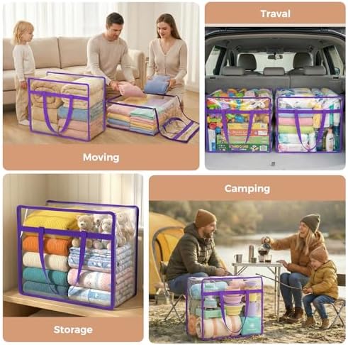 2 Pack Clear Storage Bags for Clothes, 45L Closet Organizers and Storage - Image 6