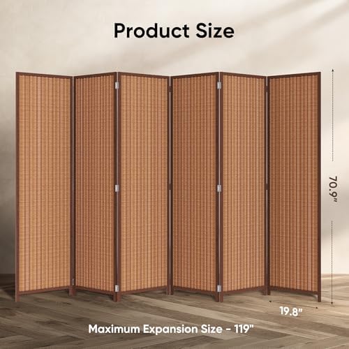 JOSTYLE 6 Panel Folding Privacy Screen 6ft Bamboo Freestanding Room Divider - Image 2