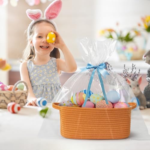 Cute Orange Woven Basket, Empty Gift Basket - Image 7