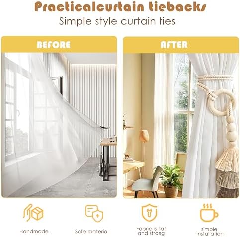 SRG Curtain Tiebacks for Curtains 2 Pack, Decorative Curtain Holdbacks for - Image 2