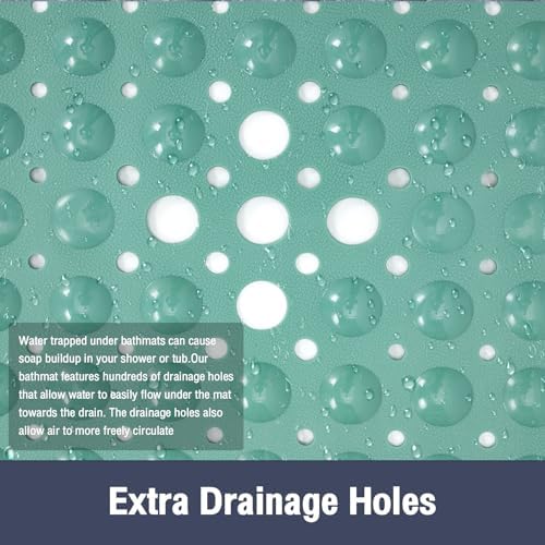 Square Shower Mat Bathtub Bath Mat Non Slip Mars Green 21"x21" - Image 4