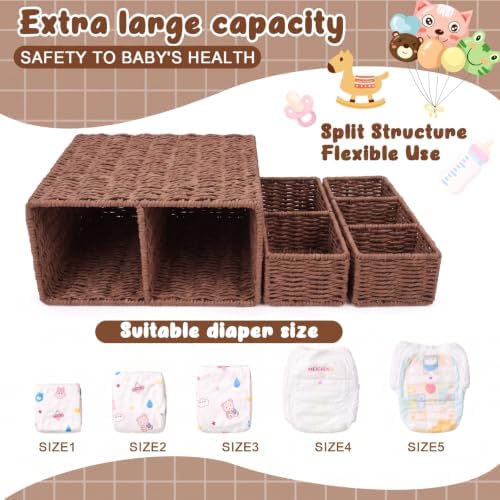 Large Wicker Diaper Caddy Changing Table Organizer - Image 3