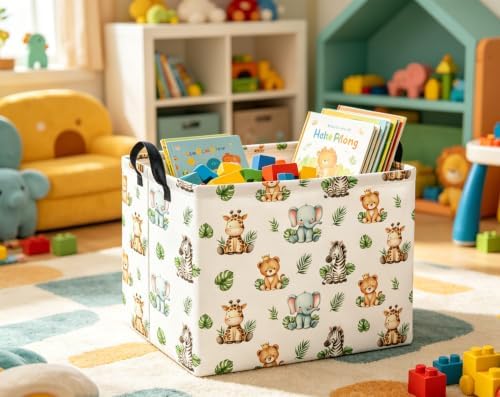 Rectangular Kids Basket Baby Girl Basket Fabric Storage Bin Organizer Box Room - Image 4