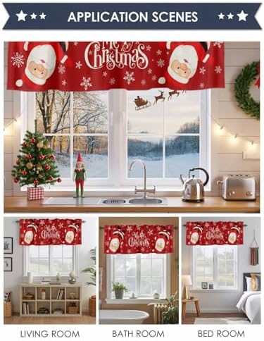 Red Merry Christmas Valance Curtains - Image 6