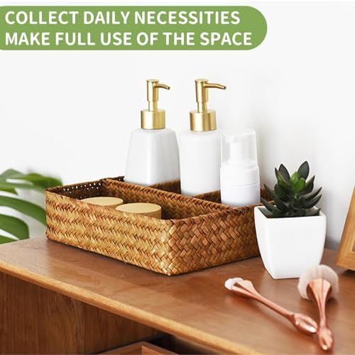 Nonam Large 4-Section Seagrass Tea Bag Organizer, Divided Basket - Image 3