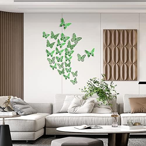 SAOROPEB 3D Butterfly Wall Decor 48 Pcs Dark Green Butterfly Decorations - Image 2