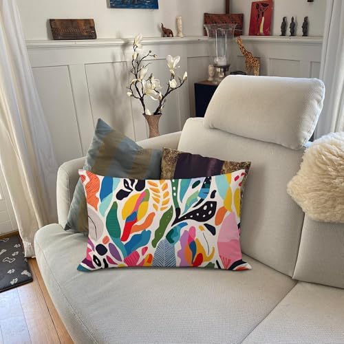 Abstract Boho Colorful Leaf 12x20 Pillow Cover, Mid Century Modern Vibrant - Image 3