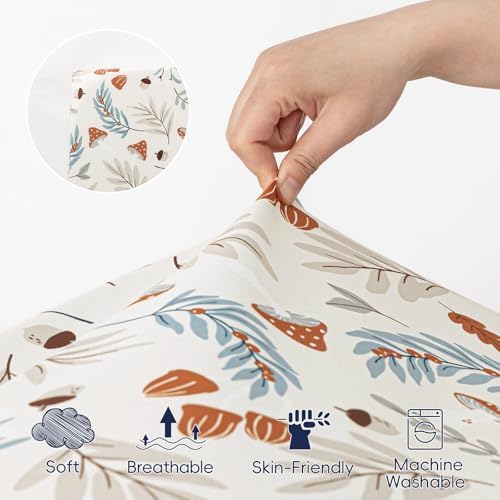 PHF 3 Pack Soft Bassinet Sheets, Leaf&Mushroom Breathable Comfy Cradle Sheets - Image 3
