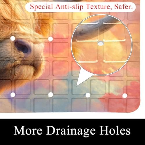 Bath Tub Shower Mat, Washable Bathtub Floor Mats, Suction Cups and Drain Holes - Image 2