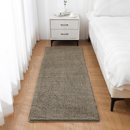 Chenille Bathroom Runner Rug 24"x72" Taupe, Plush Bath Mat - Image 7