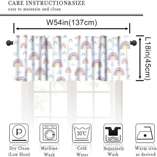 Rainbow Curtain Valances for Kids, Cute Boho Rainbow Rod Pocket Small Window - Image 2