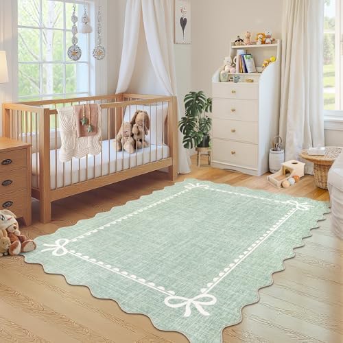 GarveeHome Scalloped Bow Rug 6x9 Washable Rugs - Image 3