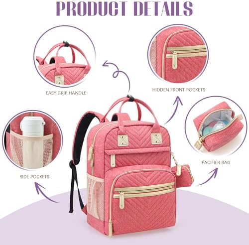 Tuwubi Diaper Bag Backpack, Baby Essentials Travel Tote Bag - Image 4