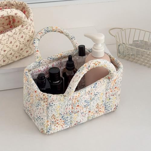 Small Storage Basket Organizer, Mini Fabric Floral Storage Baskets - Image 2
