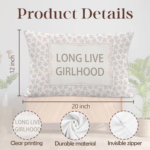 Long Live Girlhood Throw Pillow Cover 12x20 Inches, Baby Girl Nursery Decor - Image 7