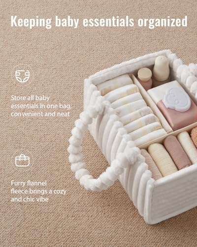 Blissful Diary Flannel Diaper Caddy Organizer & Gift Packaging, Off White - Image 3