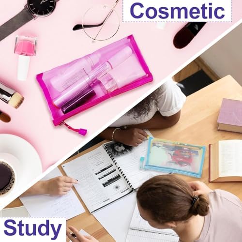 Mesh Pouches, Mesh Bags with Zipper Nylon Makeup Pouches Bag Cosmetic Pouch - Image 5