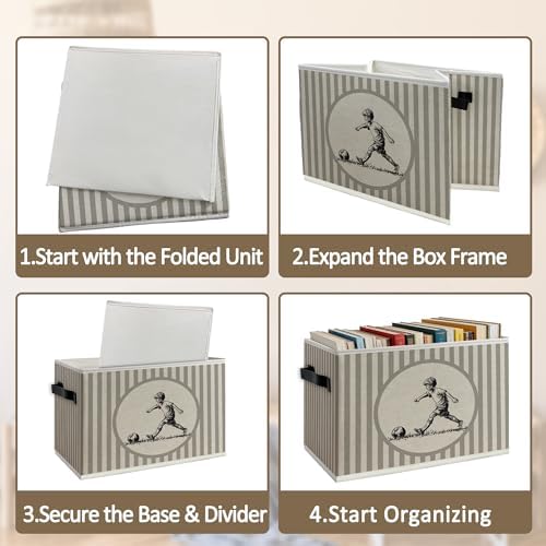 Vintage Soccer Boy Nursery Foldable Storage Bins Box - Image 5