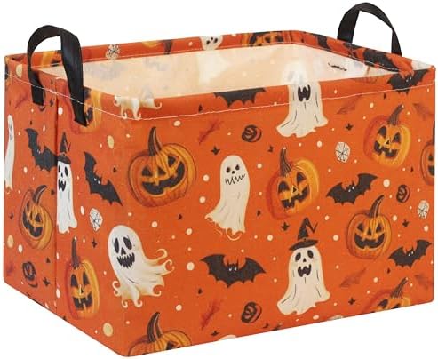 Rectangular Halloween Basket for Boys and Girls Kids Trick or Treat Pumpkin by HIYAGON