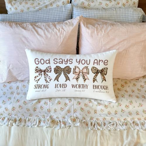 Cheetah Print Bow Throw Pillow Cover 12x20, Leopard Pillowcase - Image 2