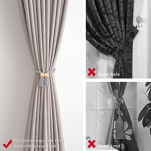 NICEEC 2 Pack Wooden Cube Magnetic Curtain Tiebacks Boho Home Decor Drape Tie - Image 2