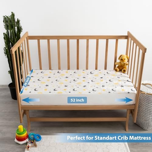 Waterproof Crib Mattress Protector Sheets, %100 Cotton Fabric, Absorbent - Image 5