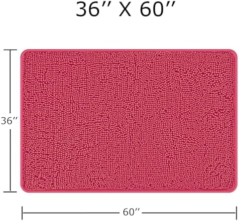 Yeaban Chenille Hot Pink Bathroom Rug 36"x60", Non-Slip Rubber Backing - Image 2