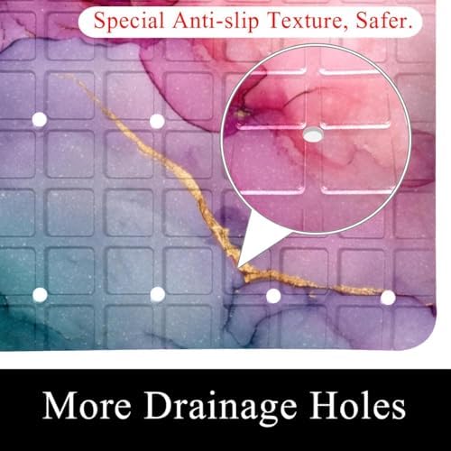Bath Tub Shower Mat, Washable Bathtub Floor Mats, Suction Cups and Drain Holes - Image 2