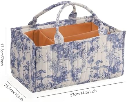 Floral Baby Diaper Caddy Organizer, Cute Nursery Storage Basket Gift - Image 7
