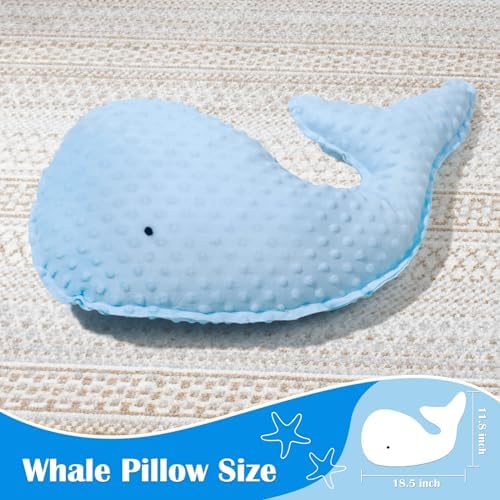 Marble Empire Whale Pillow Blue Whale Plush Throw Pillows - Image 2
