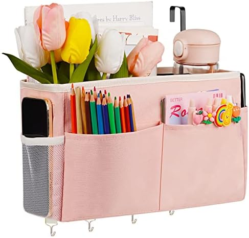 Bedside Caddy Organizer 5 Pockets and 4 Hooks by frjjthchy