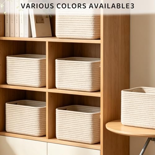 4 Pack Storage Baskets for Organizing, and Clothes, Cotton Rope Basket for - Image 4