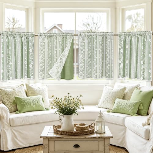 ASPMIZ Linen Kitchen Curtains Double Layer Kitchen Window Curtains 24 Inch - Image 7