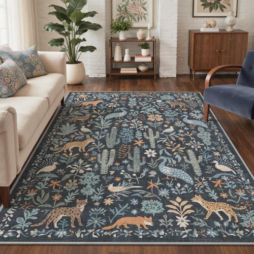 BESBLEE 5X7 Area Rug for Bedroom, Washable Animal Non Slip - Image 2
