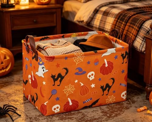 Halloween Basket Pumpkin Baskets Trick or Treat Basket Rectangular Storage Bin - Image 4