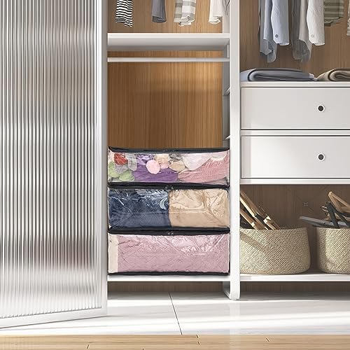 Fixwal Blanket Storage Bags 2 Pack Plastic Clothes Closet Organizer Clear - Image 7