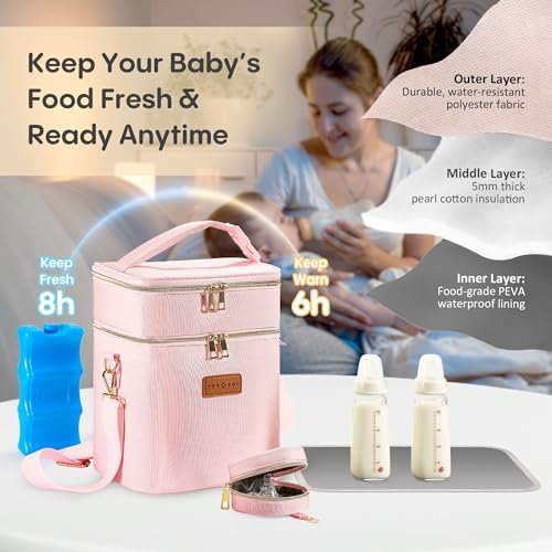 Breastmilk Cooler Bag with Ice Pack & Pacifier Case, Large Double Layer - Image 2