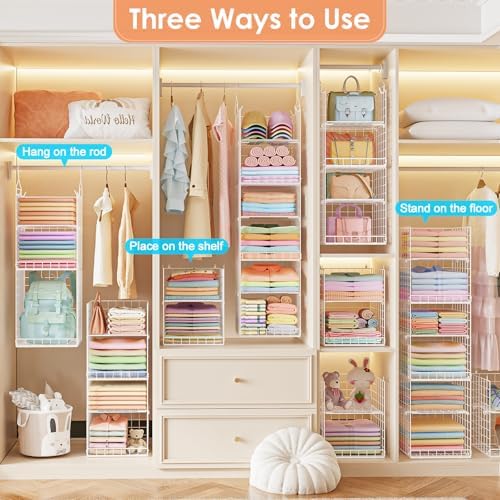 Yuyetuyo 6 Tier Raised-Height Hanging Closet Organizer, Stackable Sweater - Image 6