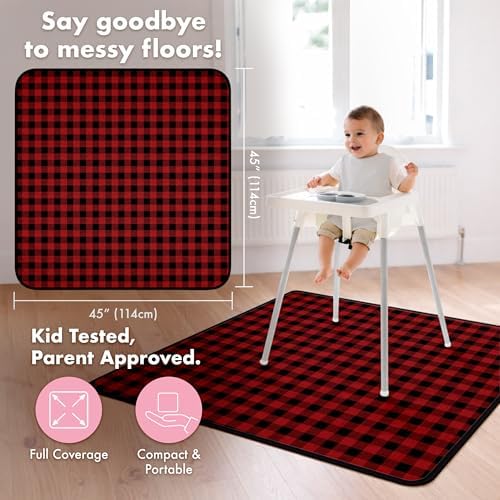BapronBaby Red Buffalo Plaid Waterproof Splash Mat Catch All Floor Cover - Image 4